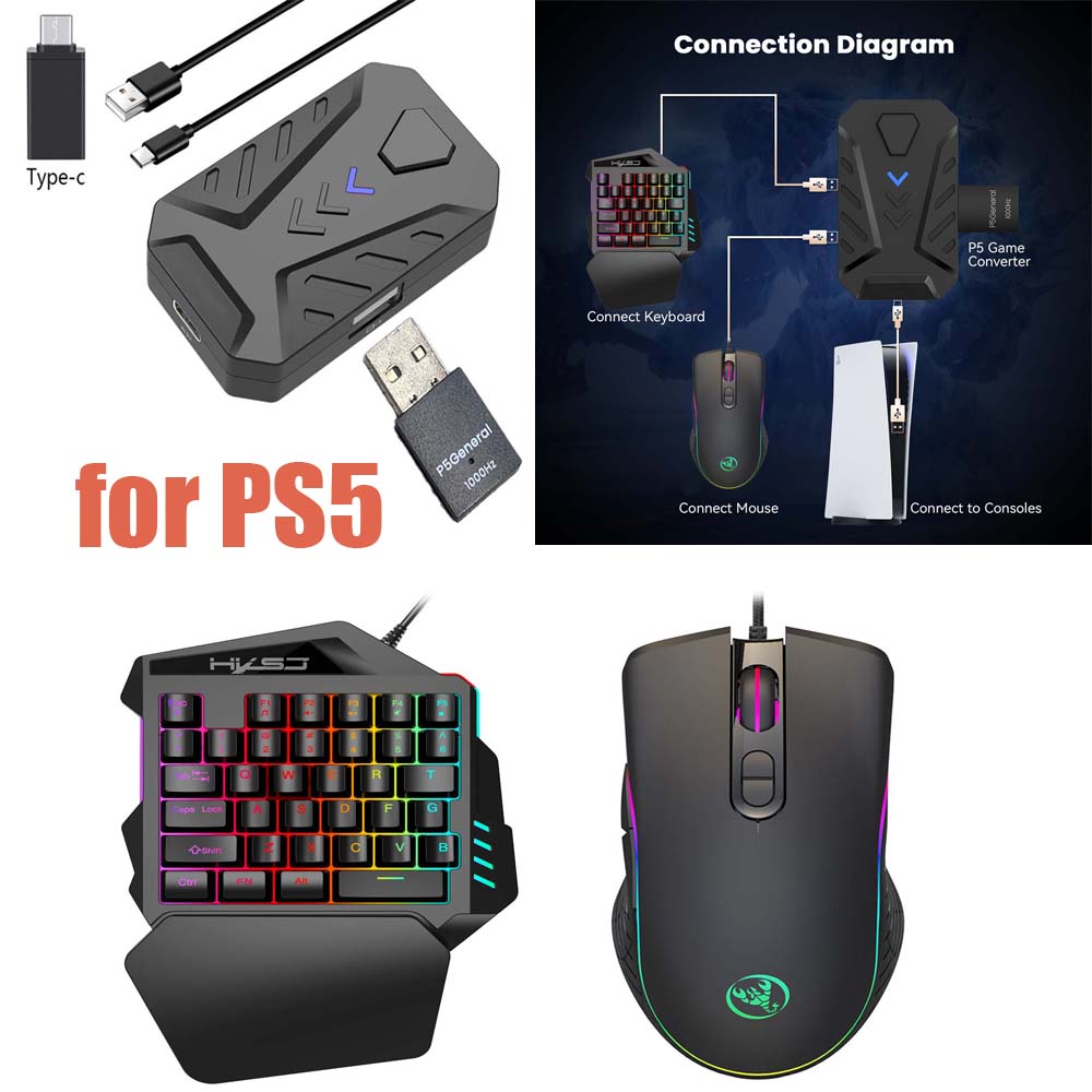 Gaming Keyboard Type C - for PS5 Gaming Keyboard Mouse Combo