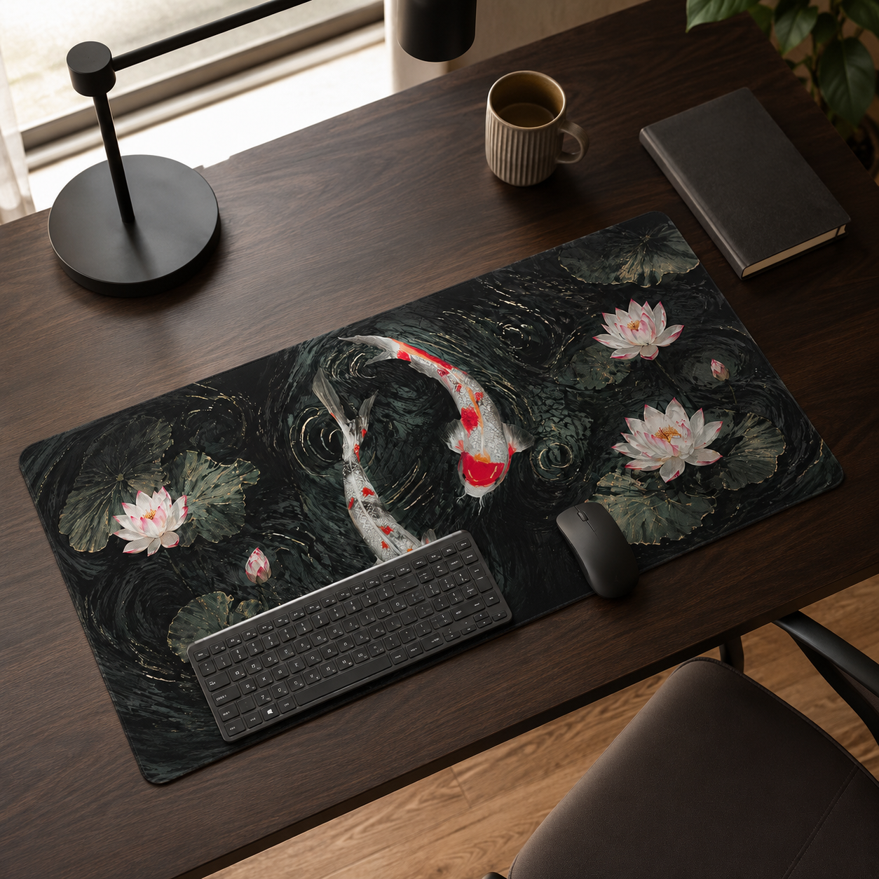Gaming Keyboard Non Mechanical - Mouse Pad Red Koi Art Gaming