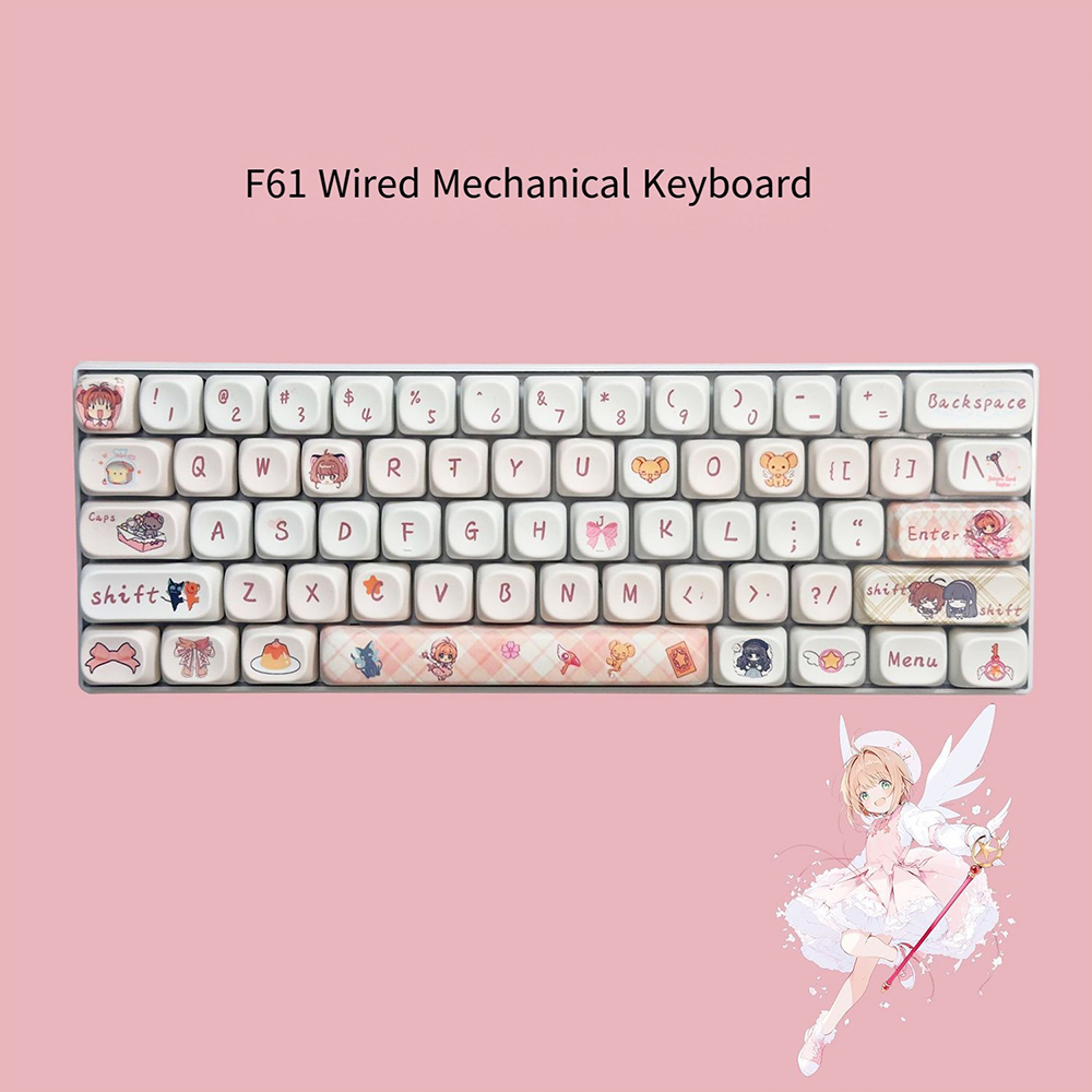 Gaming Keyboard Blue Switches - Cardcaptor Sakura 61 Keys Mechanical Keyboard