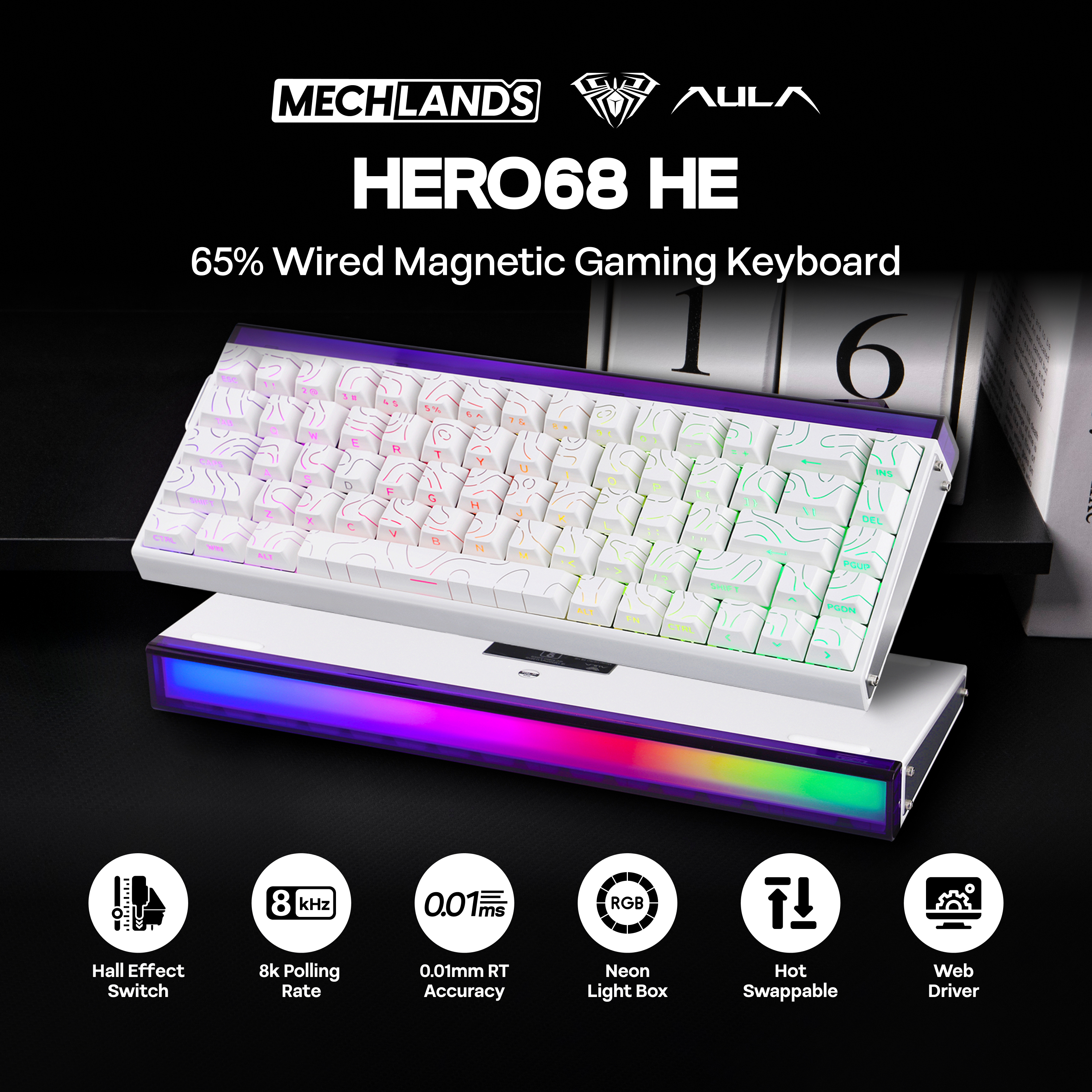 AULA Hero68 HE 65% ANSI US Lay – Gaming Keyboard Hall Effect Switches recenzja i cena