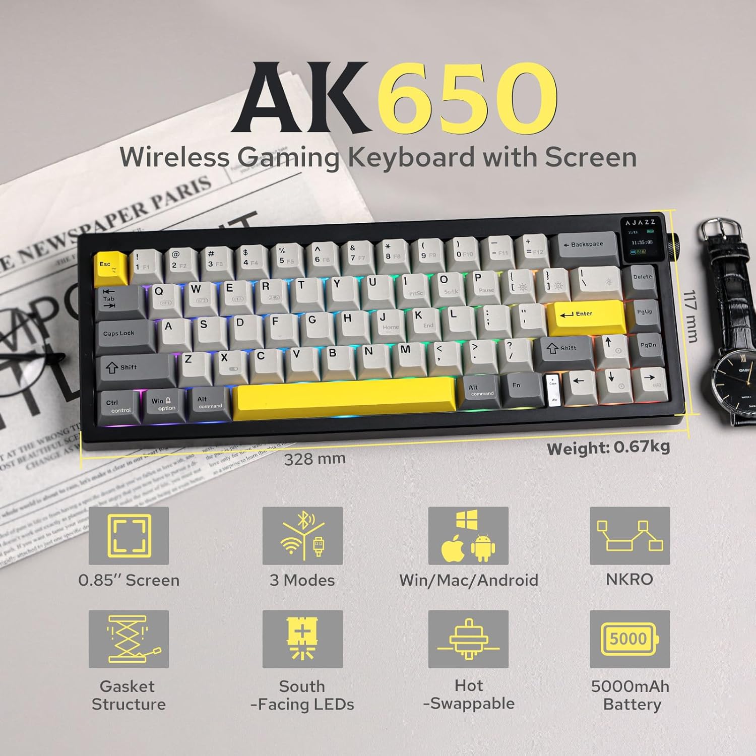 Ajazz AK650 Gaming Mechanical  – Gaming Keyboard Budget recenzja i cena