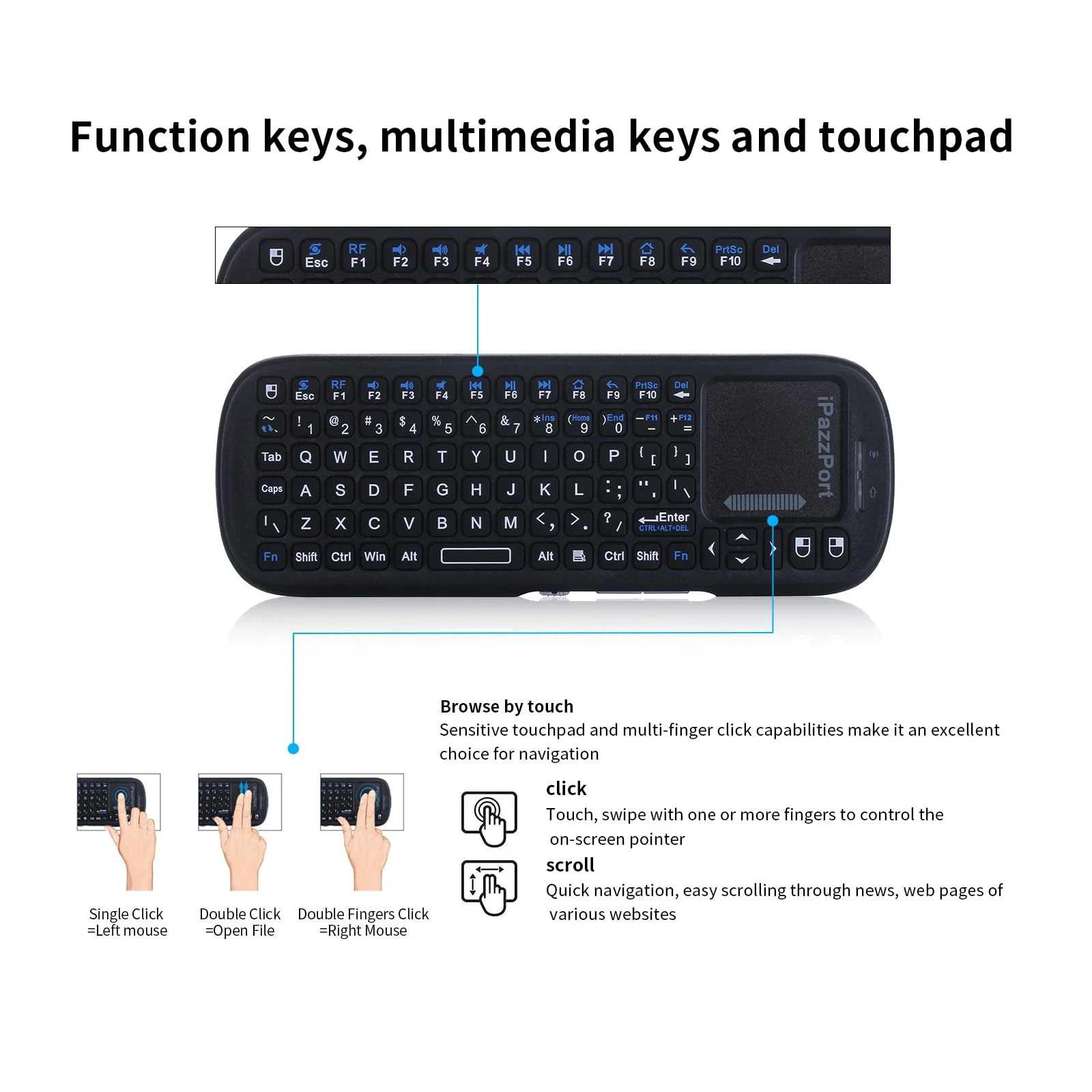 iPazzPort Mini Bluetooth＆ 2.4G – Gaming Keyboard Non Mechanical recenzja i cena