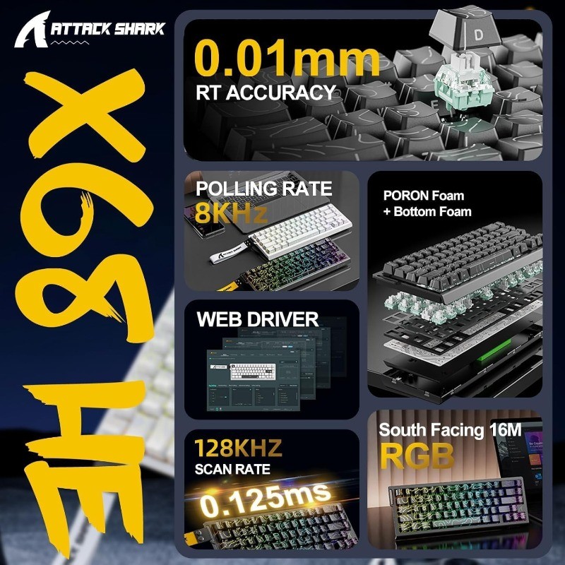 ATTACK SHARK X68 HE 8000Hz Rap – Keyboard Gaming Mac recenzja i cena