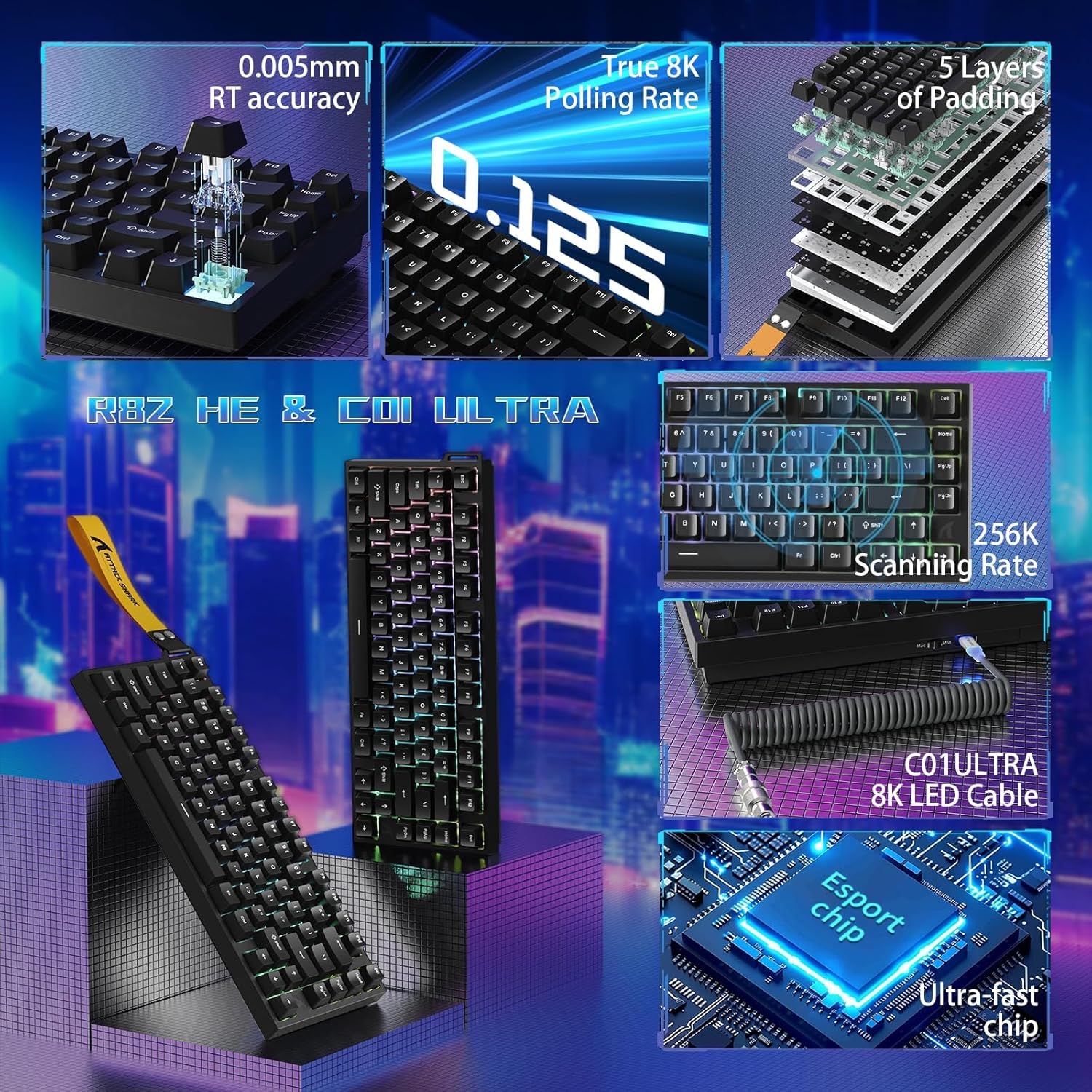 ATTACK SHARK R82HE Wired Mecha – Gaming Keyboard Hall Effect Switches recenzja i cena