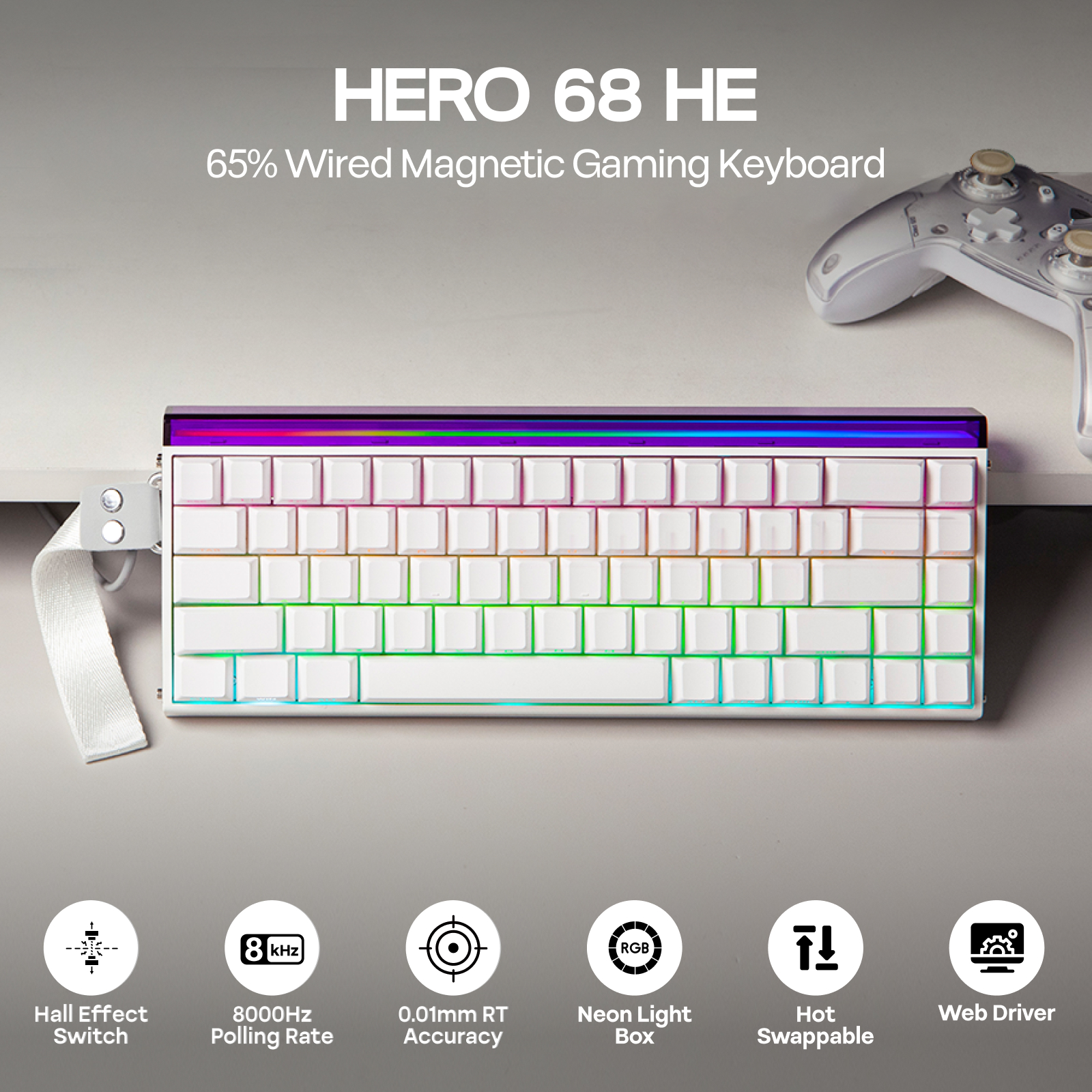 AULA Hero68 HE 65% ANSI QWERTY – Gaming Keyboard Hall Effect Switches recenzja i cena