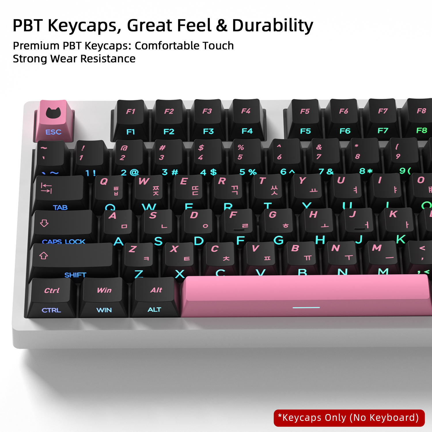 Black Pink Cat Korean Keycaps  – Gaming Keyboard Typewriter recenzja i cena