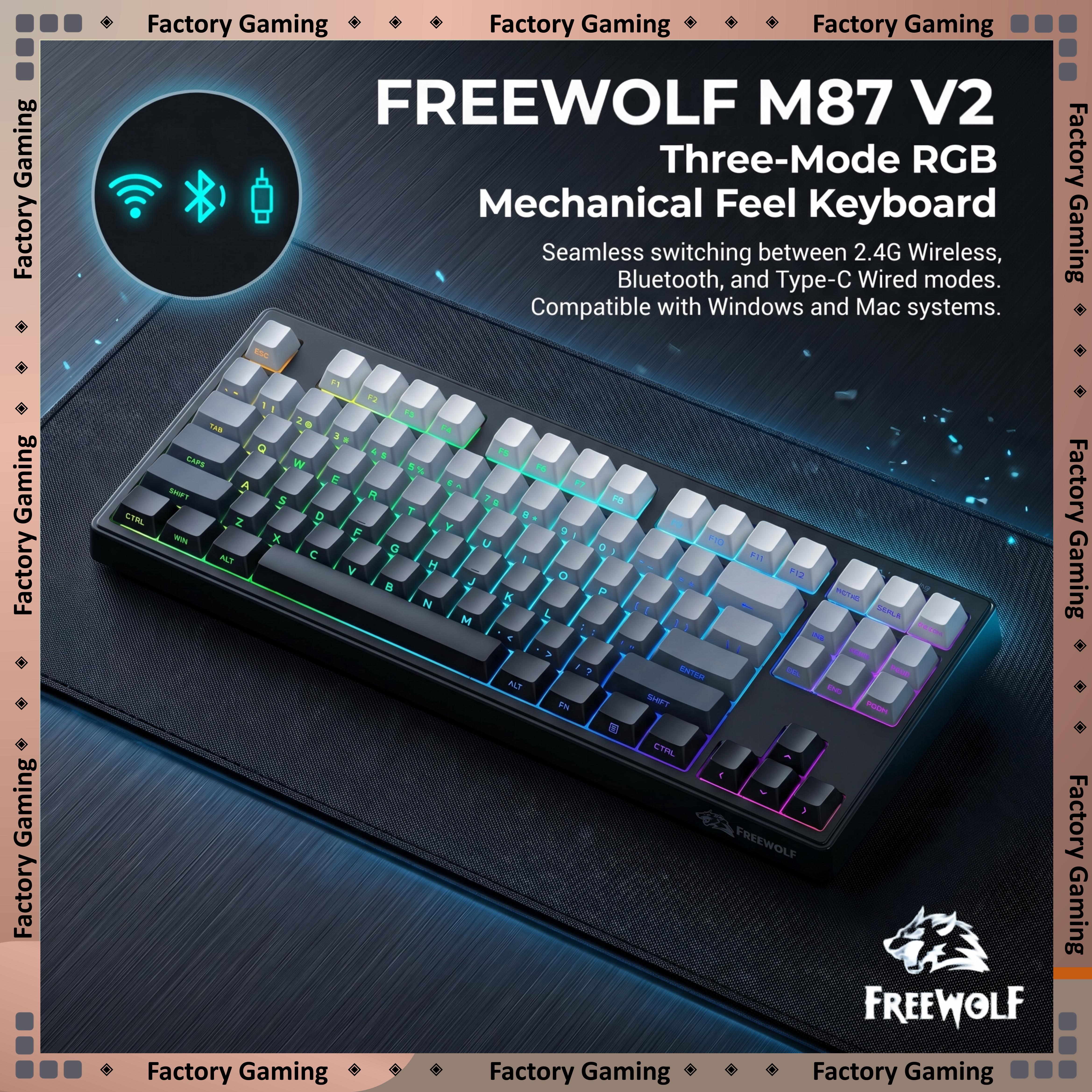 FREEWOLF M87 V2 87 Keys RGB Me – Keyboard Gaming Mac recenzja i cena