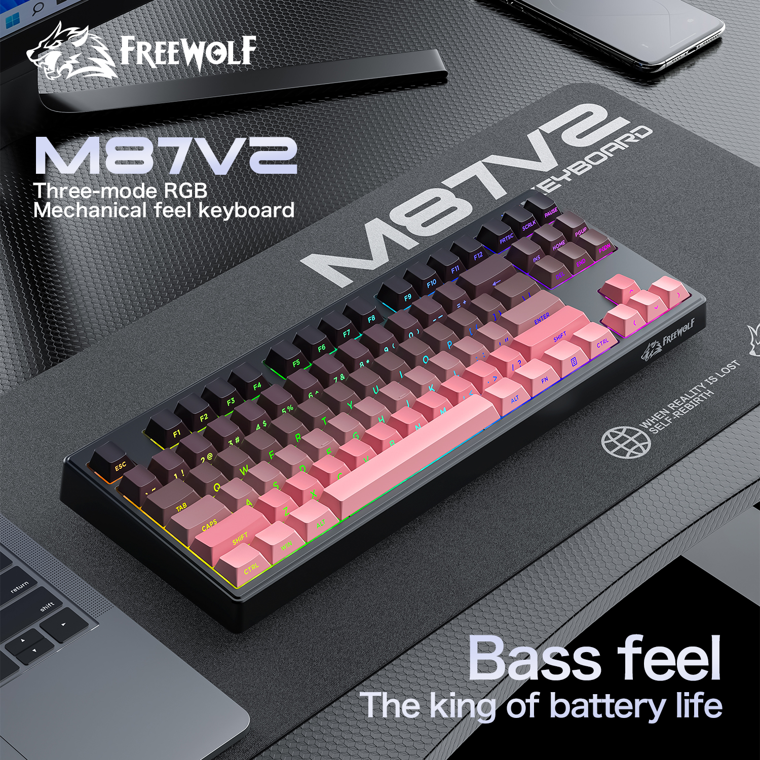 FREEWOLF M87 V2 87 Keys RGB Me – Keyboard Gaming Mac recenzja i cena