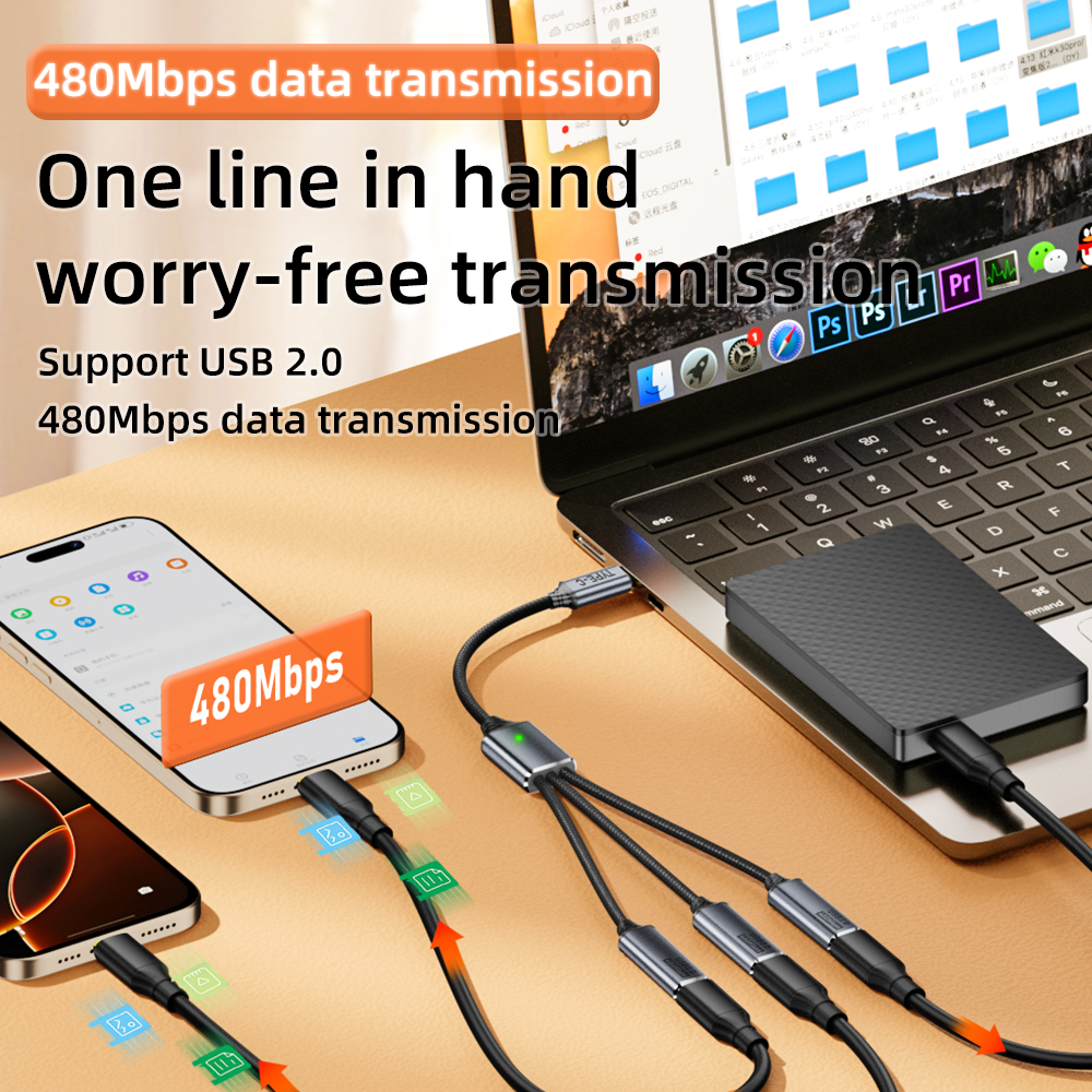 USB splitter cable 1-in-3outpu – Gaming Keyboard Type C recenzja i cena