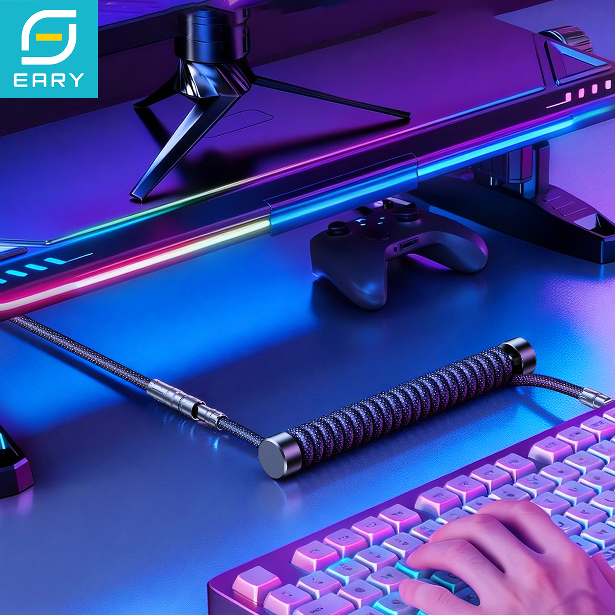 Eary 1.2m Coiled Keyboard Cabl – Gaming Keyboard Type C recenzja i cena