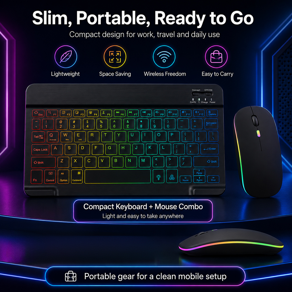 New Ultra Slim Portable 7 Colo – Gaming Keyboard Mouse Wireless recenzja i cena