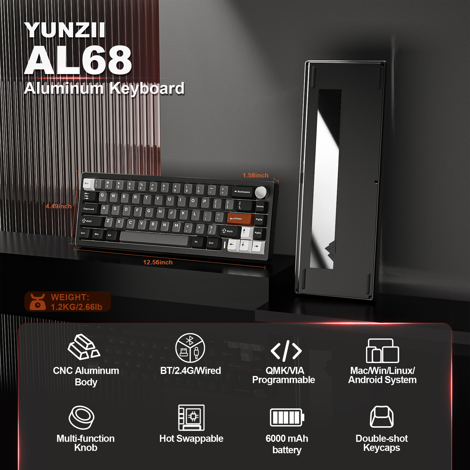 YUNZII AL68 Black QMK/VIA Mech – Keyboard Gaming Mac recenzja i cena