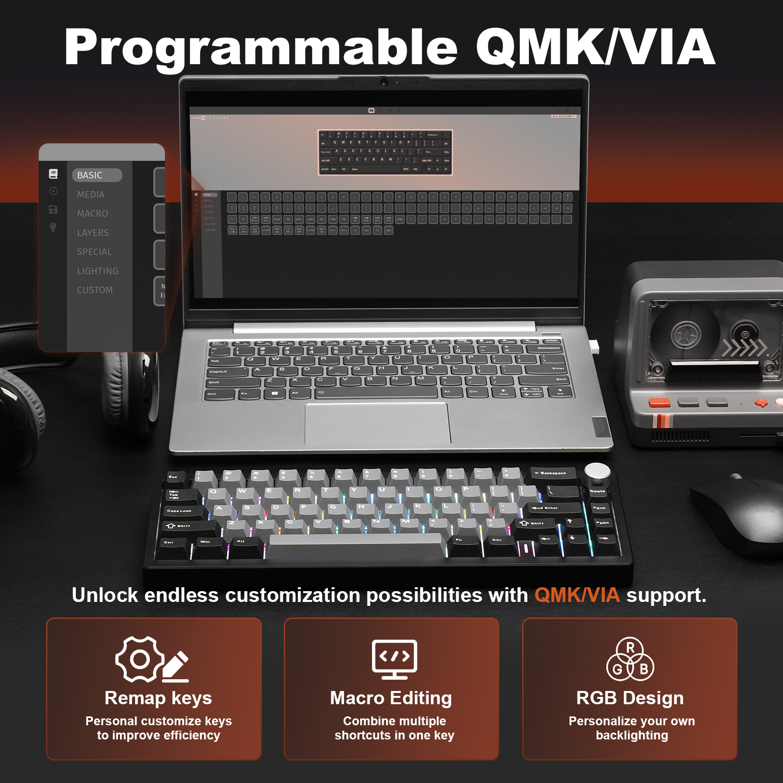 YUNZII AL68 Black QMK/VIA Mech – Keyboard Gaming Mac recenzja i cena