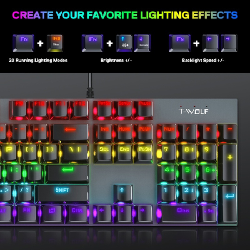 T-Wolf T18 Mechanical Gaming K – Gaming Keyboard Blue Switches recenzja i cena