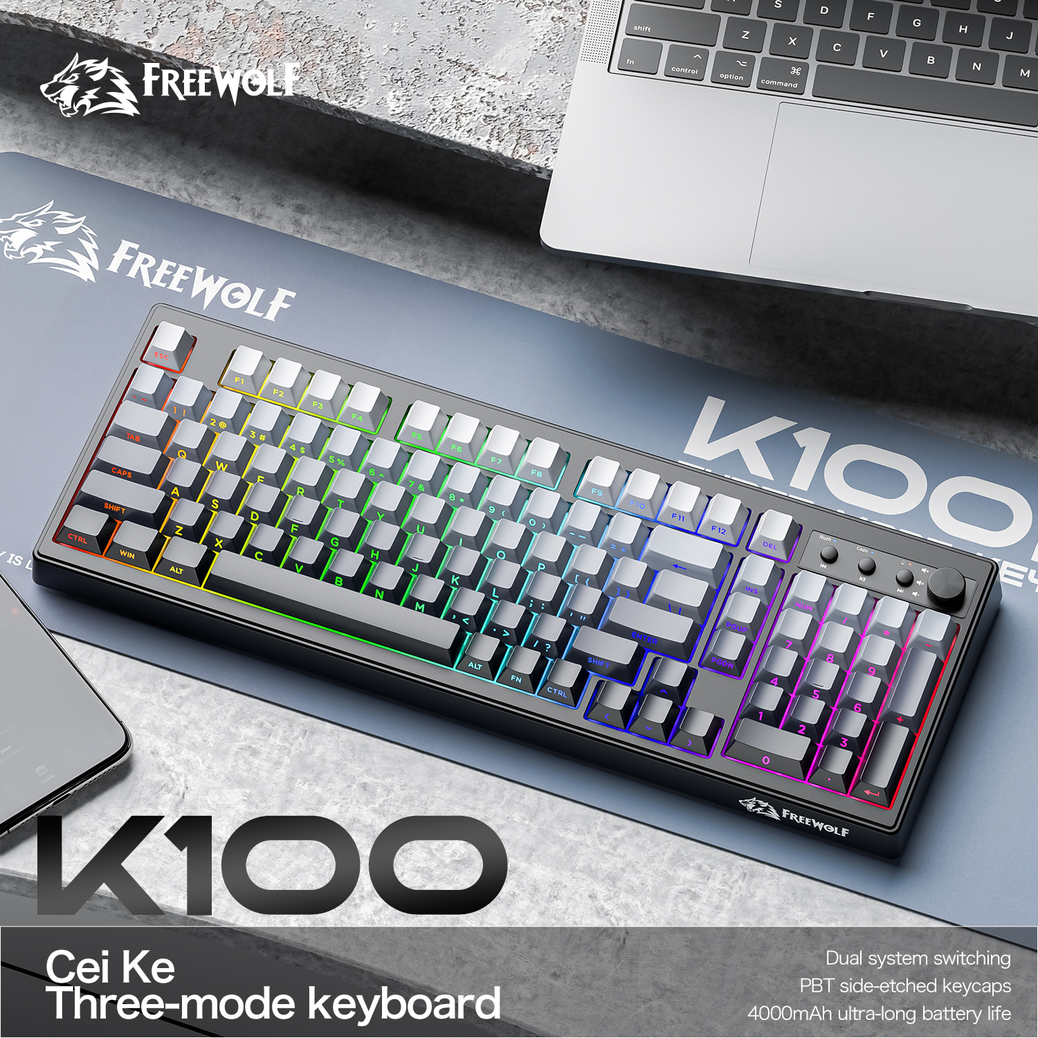 FREEWOLF k100 three-mode silen – Keyboard Gaming Mac recenzja i cena