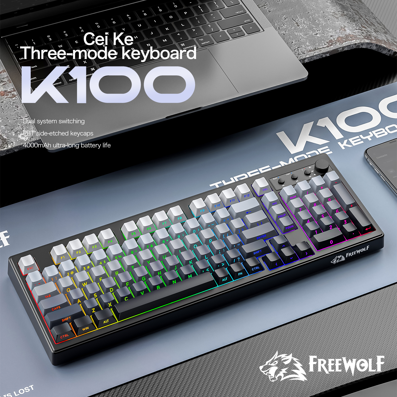 FREEWOLF k100 three-mode silen – Keyboard Gaming Mac recenzja i cena