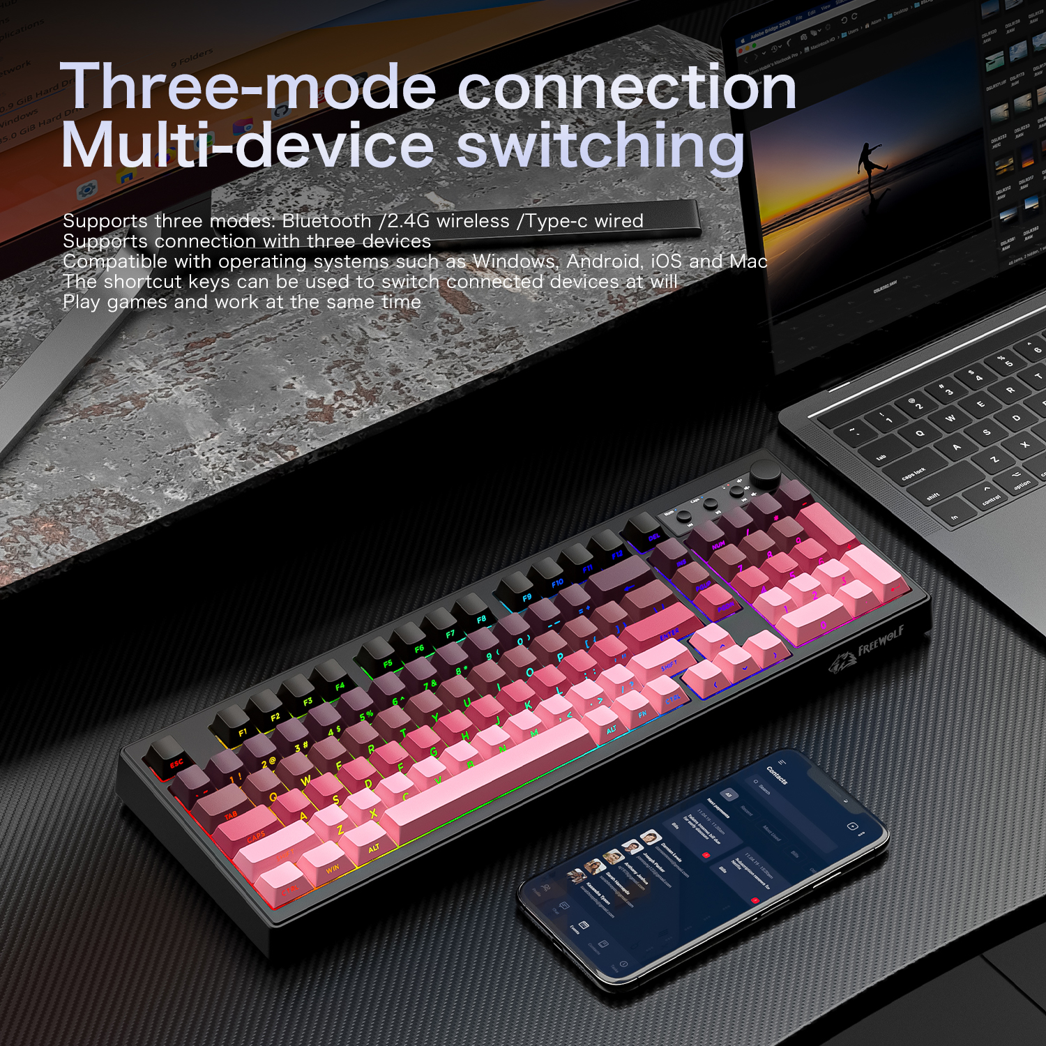 FREEWOLF k100 three-mode silen – Keyboard Gaming Mac recenzja i cena