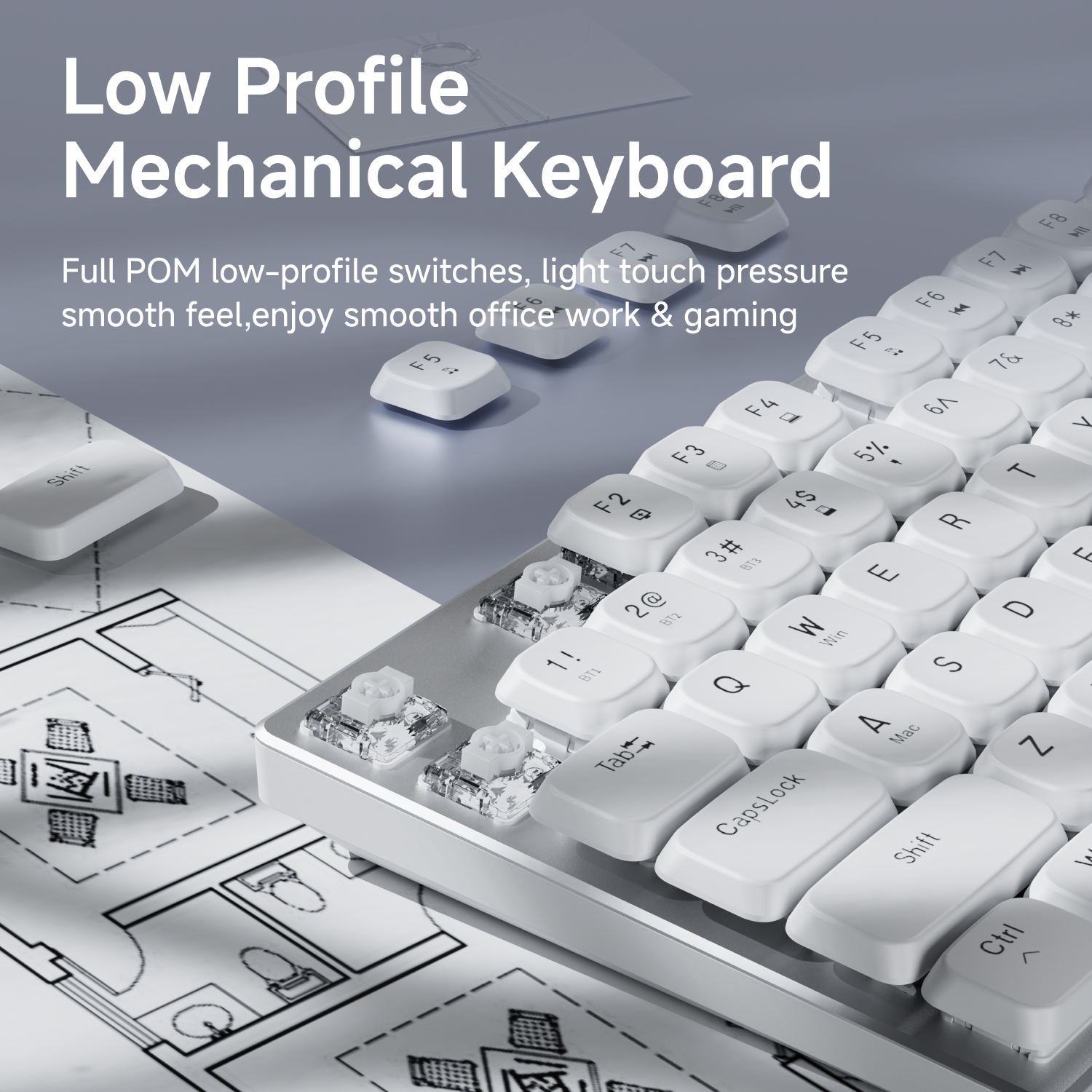 EWEADN Wireless Low-Profile Me – Gaming Keyboard Mechanical Wireless recenzja i cena
