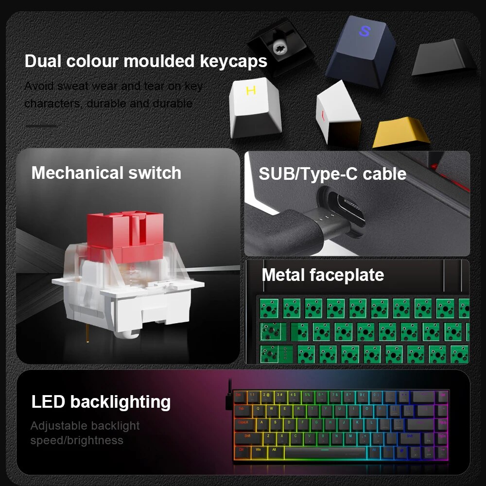 E-YOOSO Z686 RGB USB 60% Mini  – Gaming Keyboard E Yooso recenzja i cena