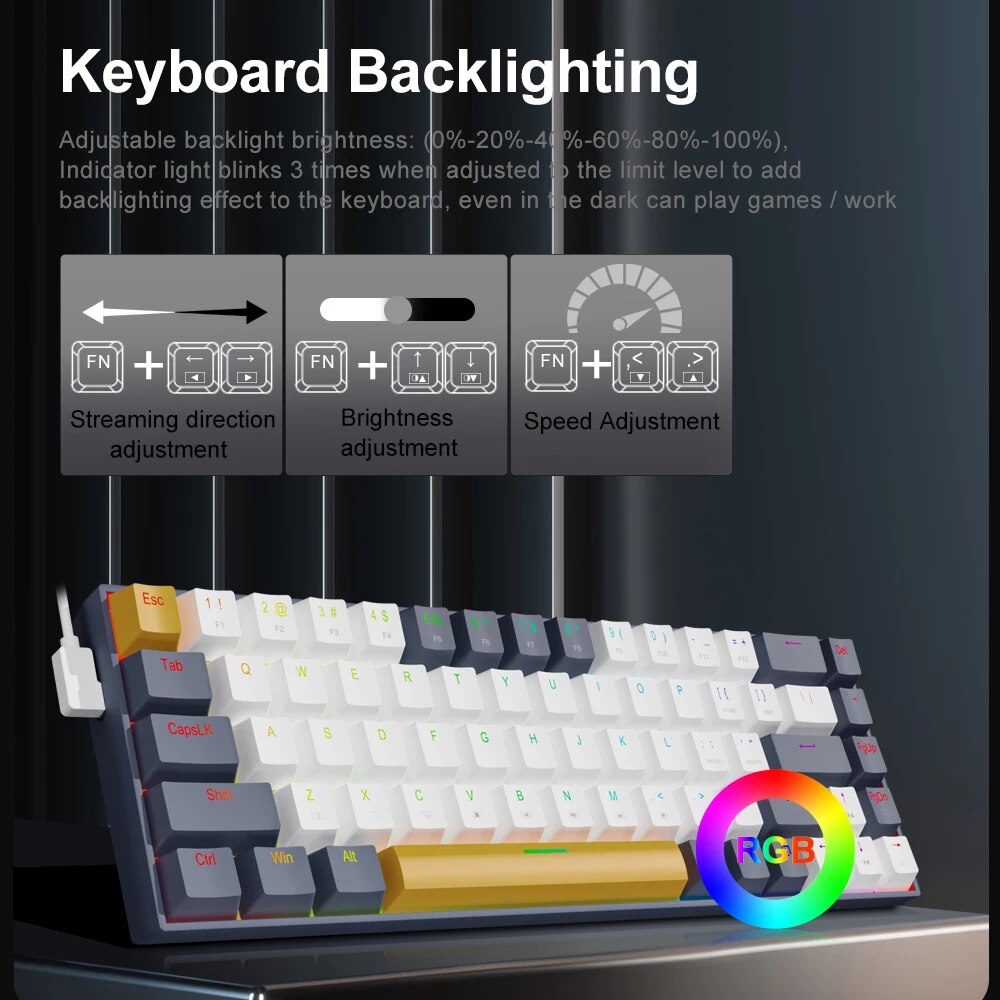 E-YOOSO Z686 RGB USB 60% Mini  – Gaming Keyboard E Yooso recenzja i cena