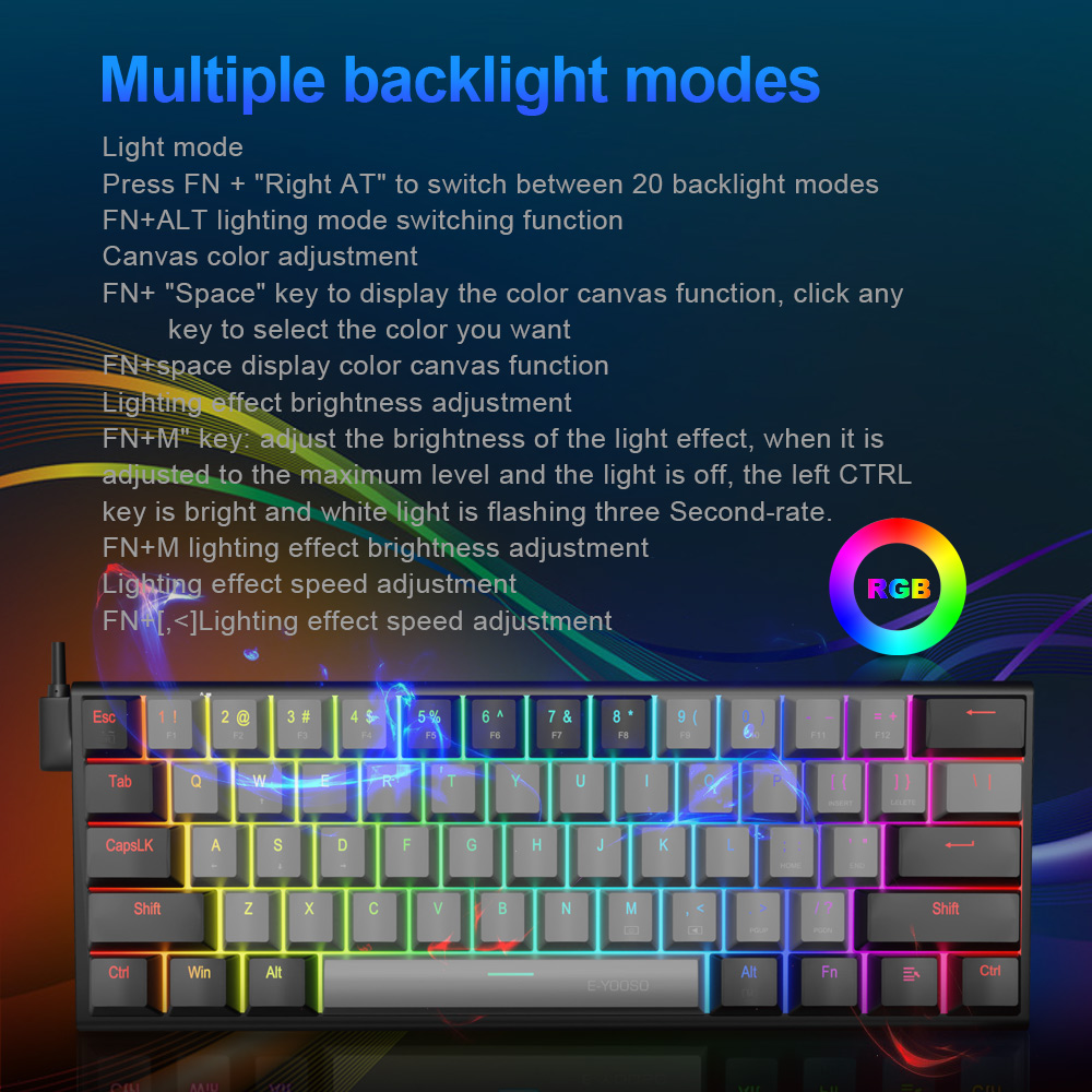 E-YOOSO Z11 RGB USB 60% Mini M – Gaming Keyboard E Yooso recenzja i cena